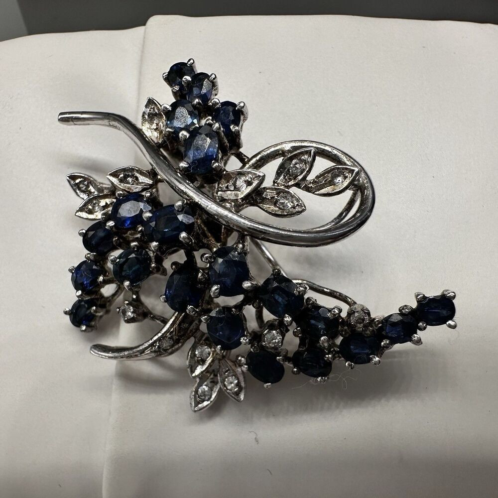 Sapphire Gemstone Sterling Silver Brooch Women’s